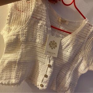 Rebellion Again Ivory Crochet Top- New